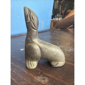 VINTAGE SOLID BRASS SEAL FIGURE PAPERWEIGHT FIGURINE BY ACTION